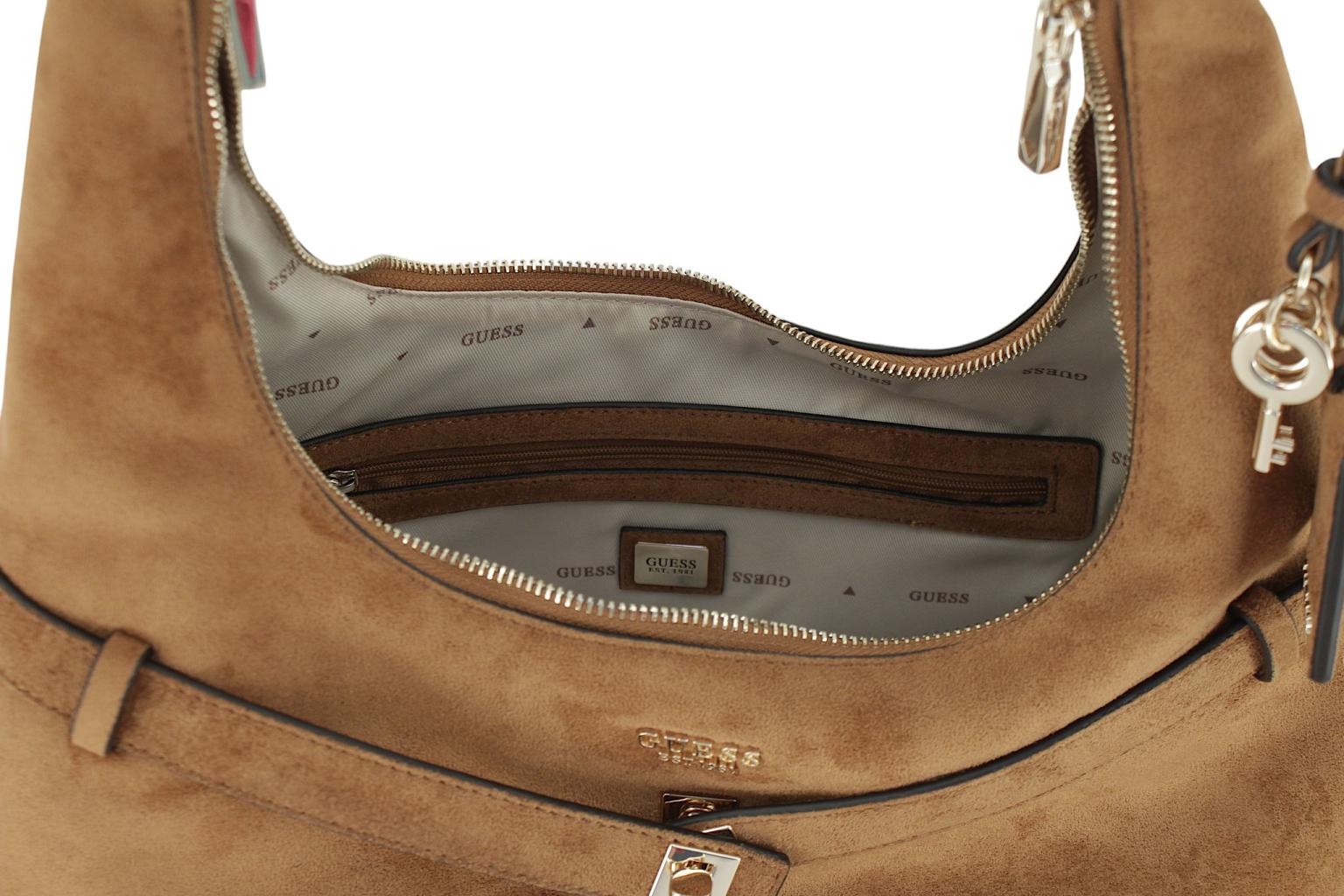 Guess Ella Beuteltasche Velours Espresso - Dunkelbraun