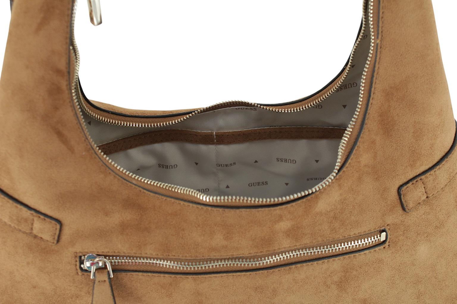 Guess Ella Beuteltasche Velours Espresso - Dunkelbraun