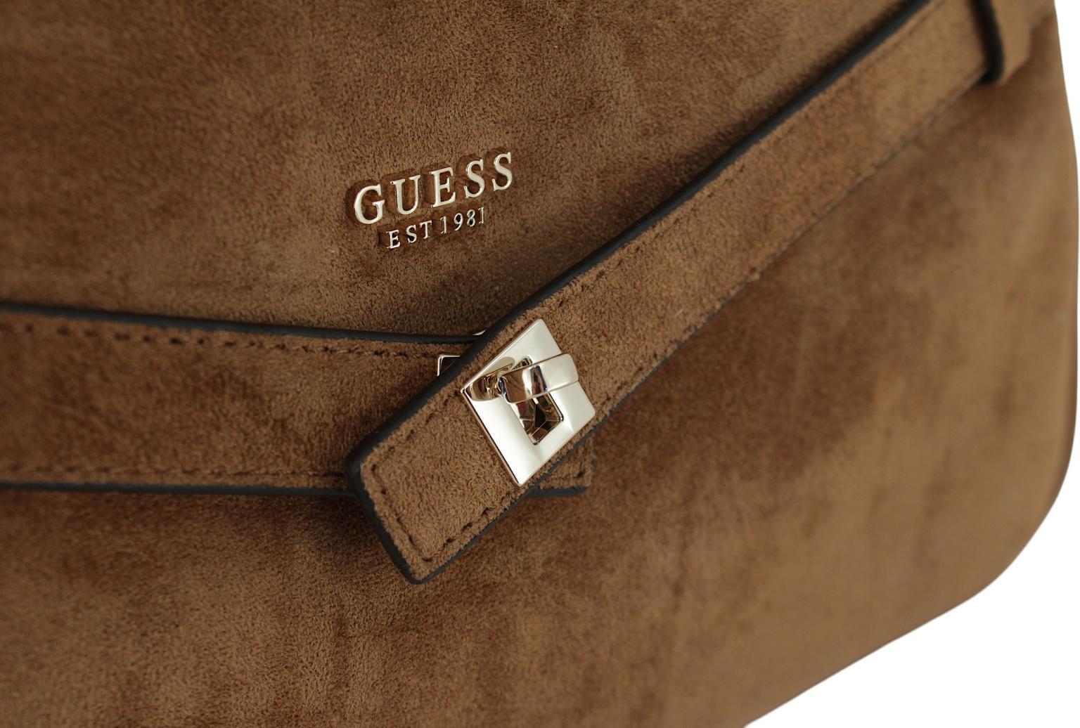 Guess Ella Schultertasche Velours Espresso - Dunkelbraun