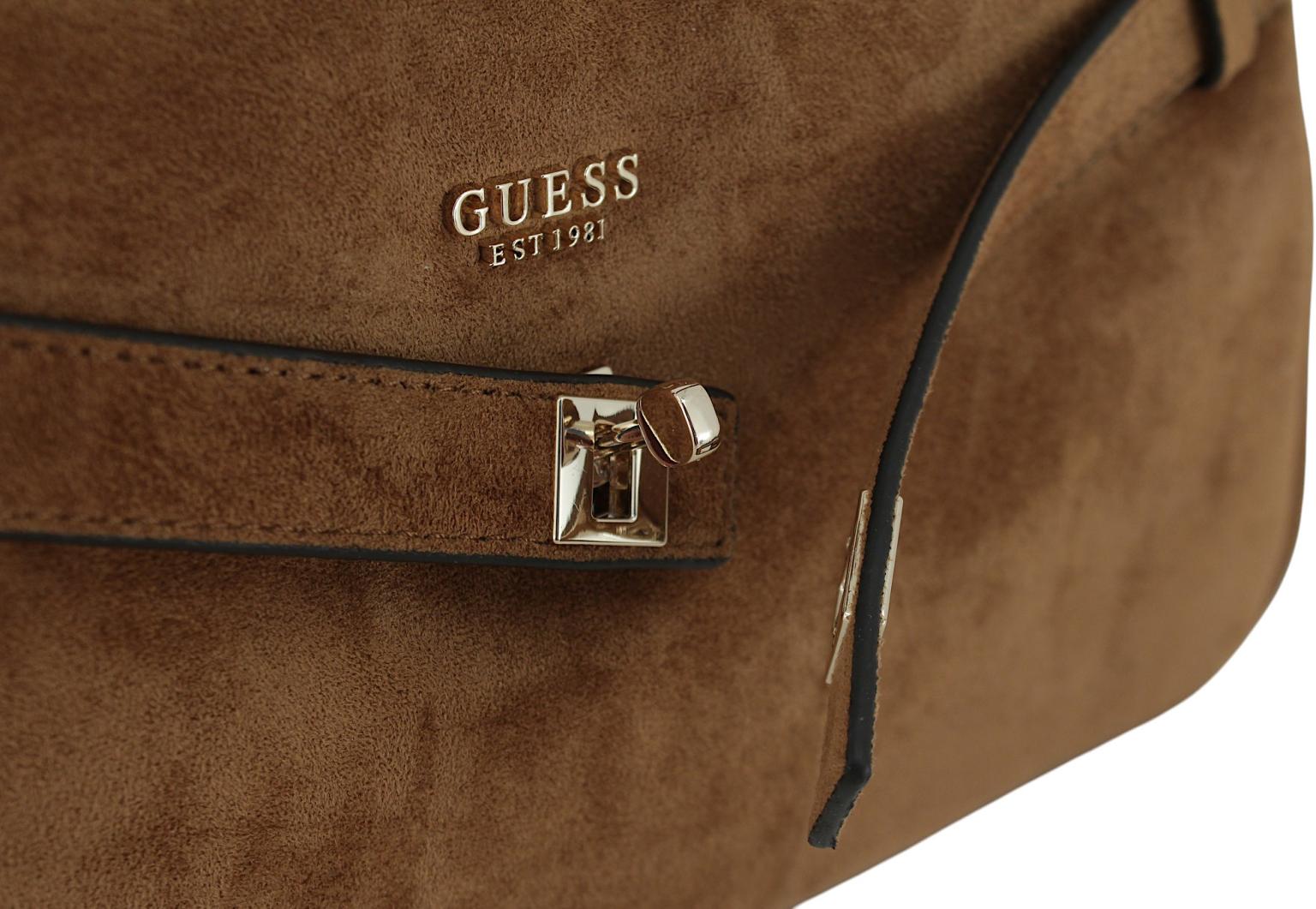 Guess Ella Schultertasche Velours Espresso - Dunkelbraun