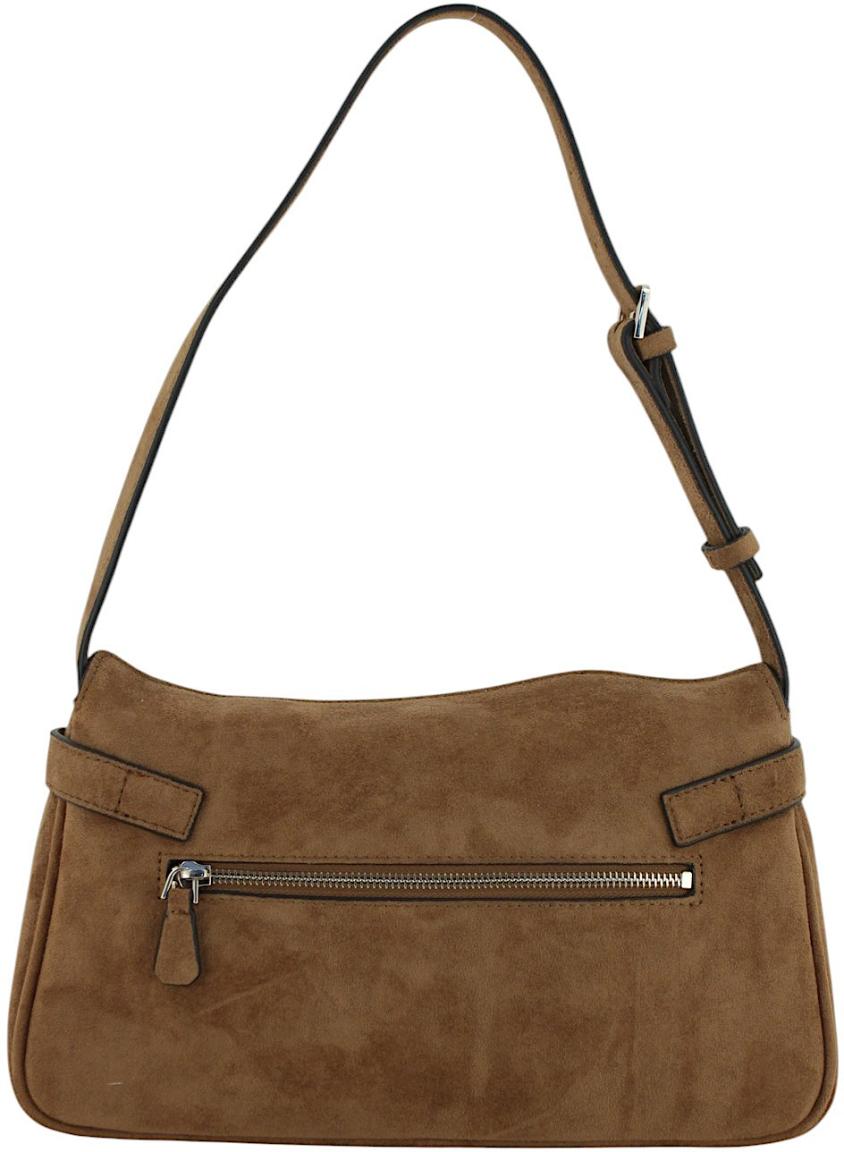 Guess Ella Schultertasche Velours Espresso - Dunkelbraun