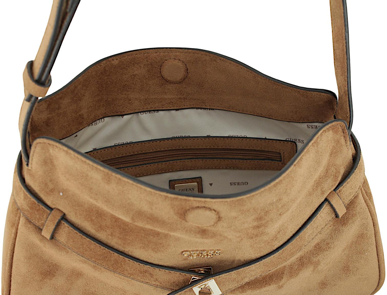 Guess Ella Schultertasche Velours Espresso - Dunkelbraun