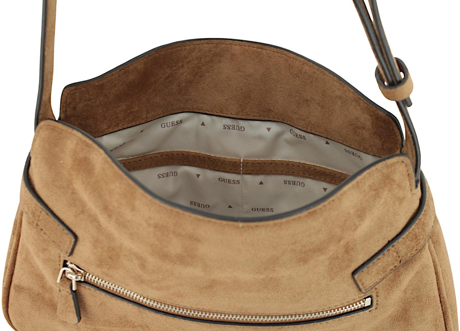 Guess Ella Schultertasche Velours Espresso - Dunkelbraun