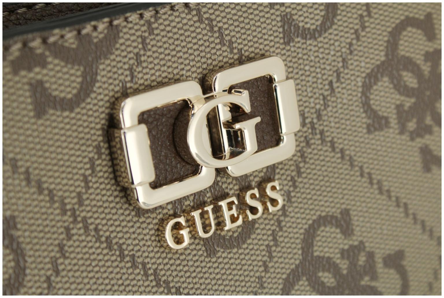 Guess Handtasche Karnilla Logo Dark Taupe 4G Alloverprint