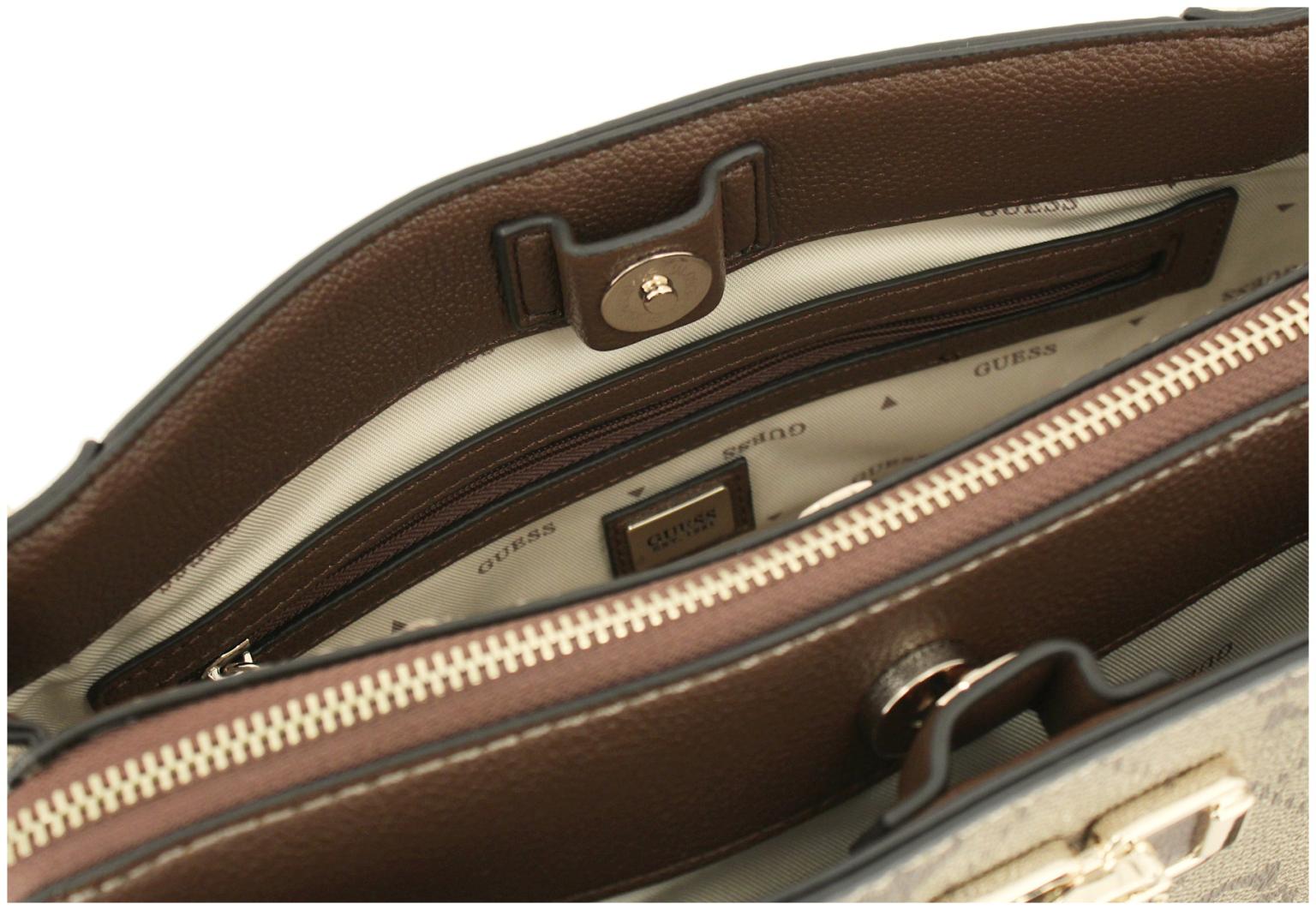 Guess Handtasche Karnilla Logo Dark Taupe 4G Alloverprint