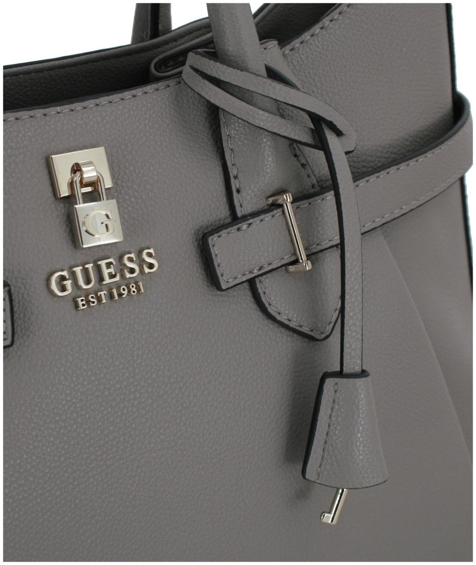 Guess Handtasche Yesba Dark Taupe Zierriemen grau Girlfriend Satchel