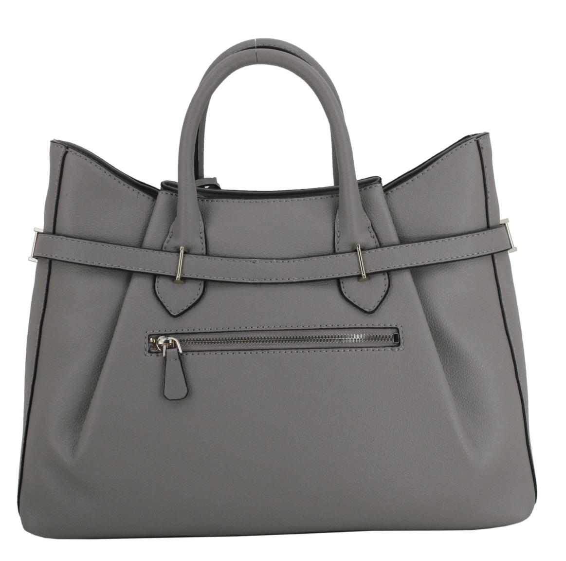 Guess Handtasche Yesba Dark Taupe Zierriemen grau Girlfriend Satchel