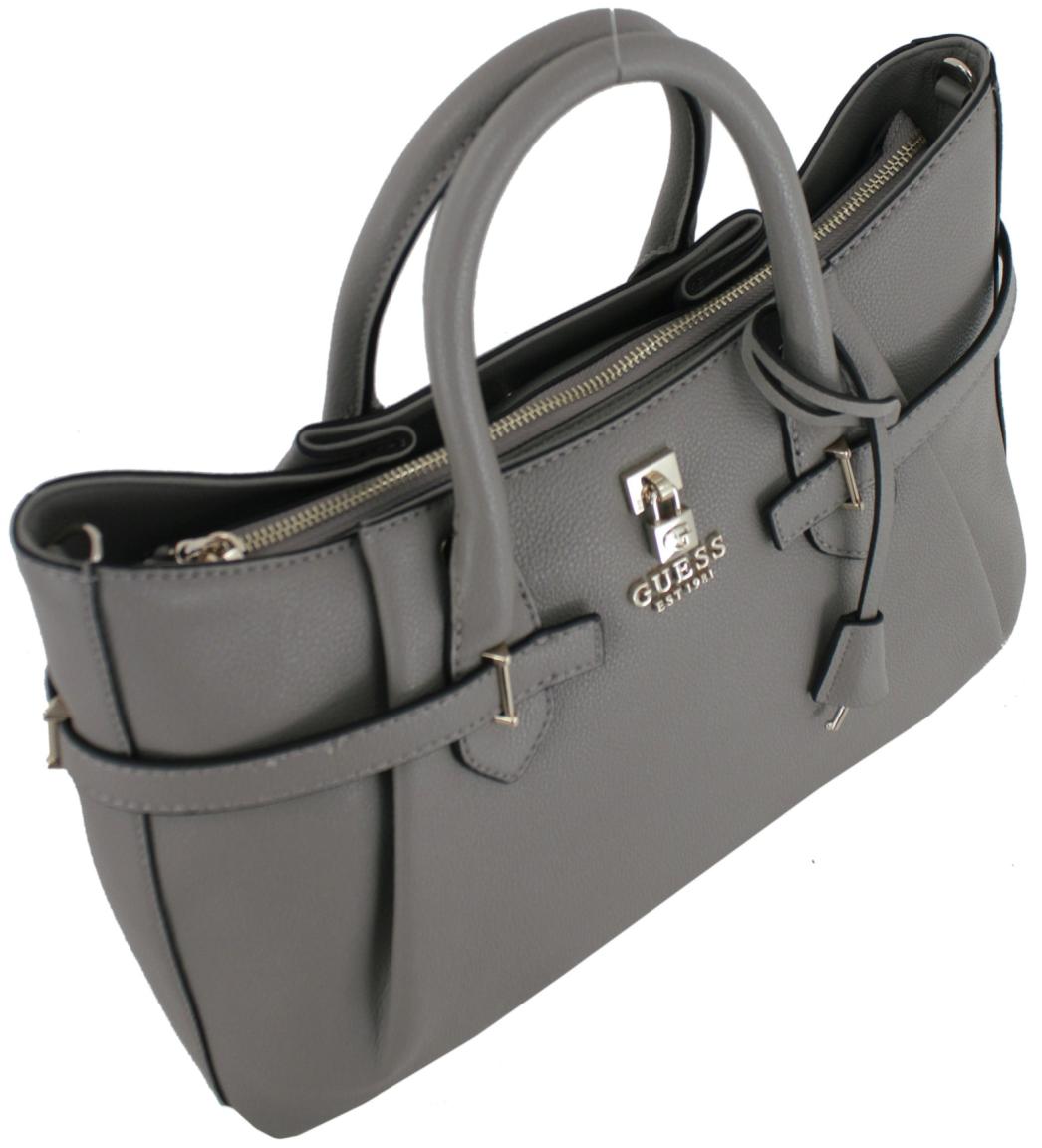 Guess Handtasche Yesba Dark Taupe Zierriemen grau Girlfriend Satchel