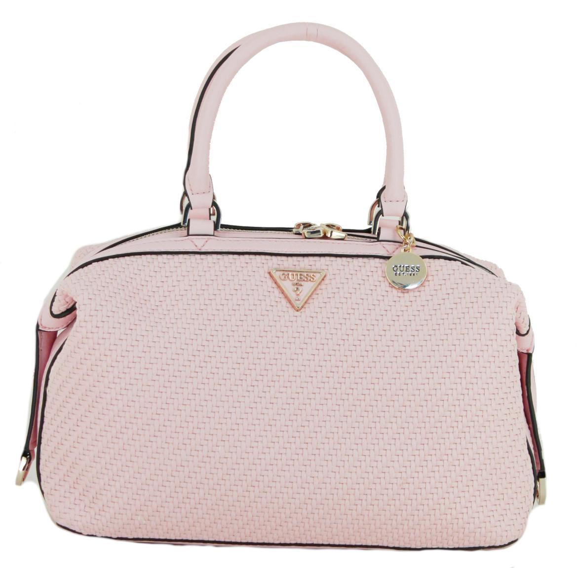 Guess Hassie Beuteltasche Powder Pink Pastellrosa glänzende Goldmetalle