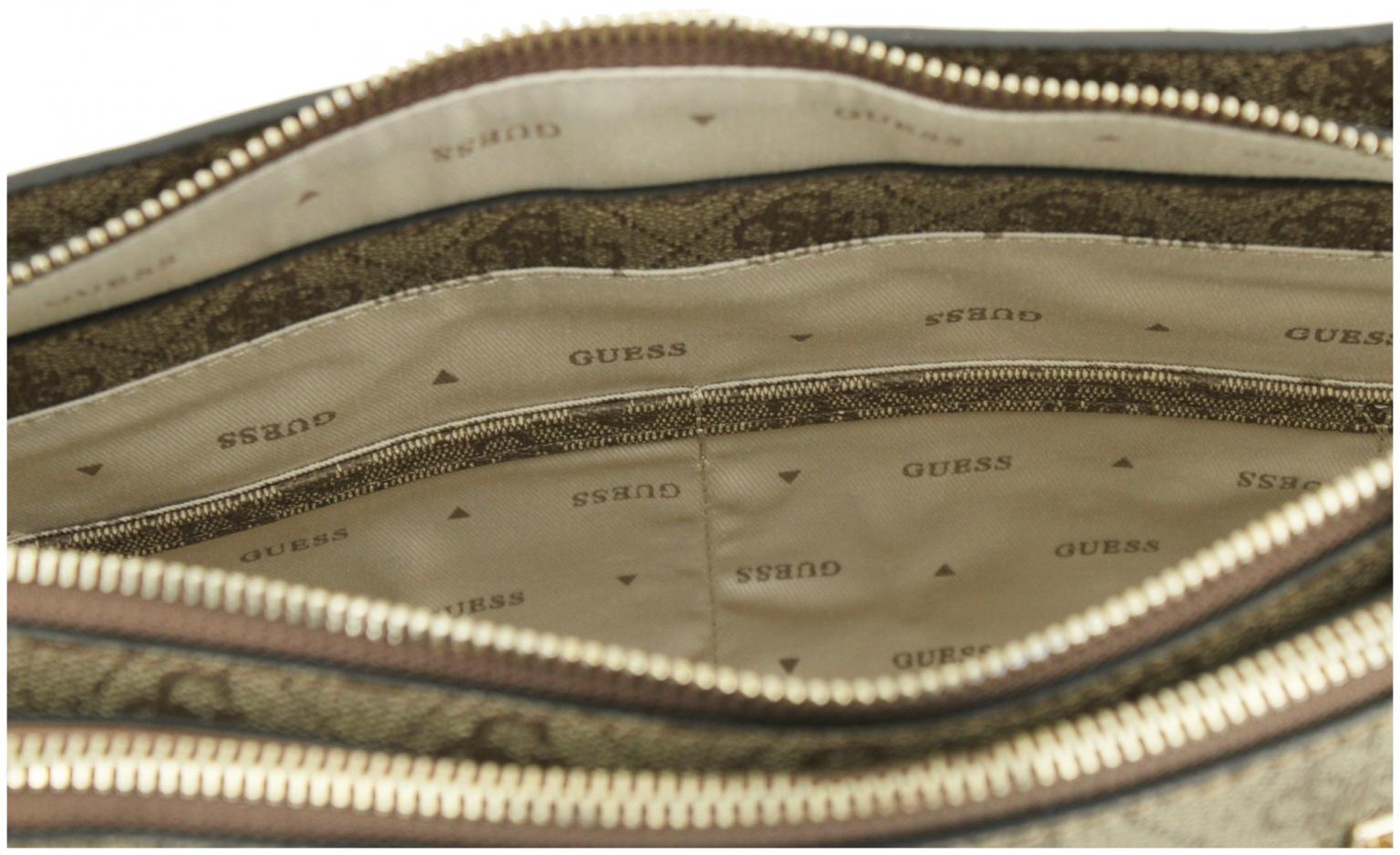 Guess Henkeltasche braun beige Logoprint Orlina Latte Logo