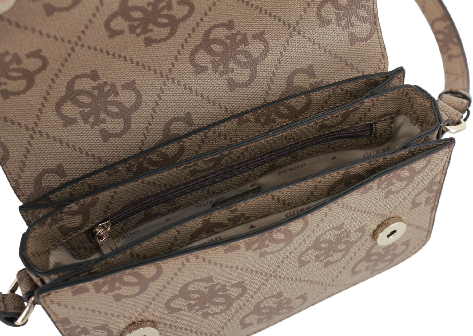Guess Janie Logo Schultertasche Latte Logo Braun