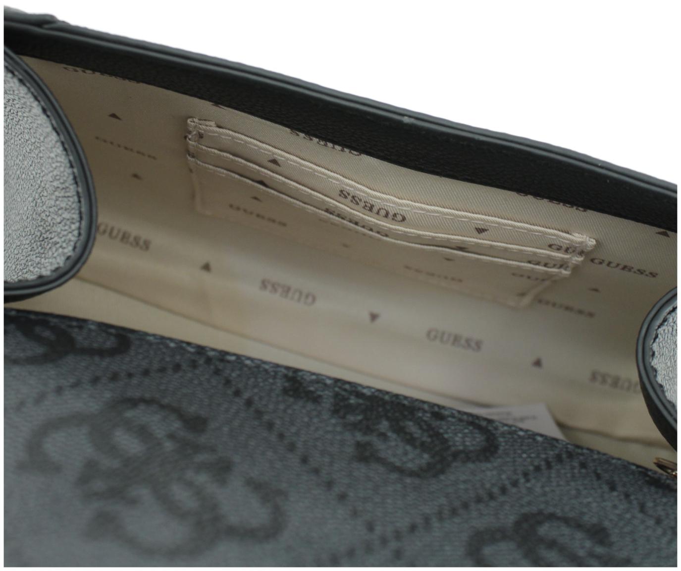 Guess Karnilla Flap Shoulder Bag Coal Logo schwarz grau Abendtasche