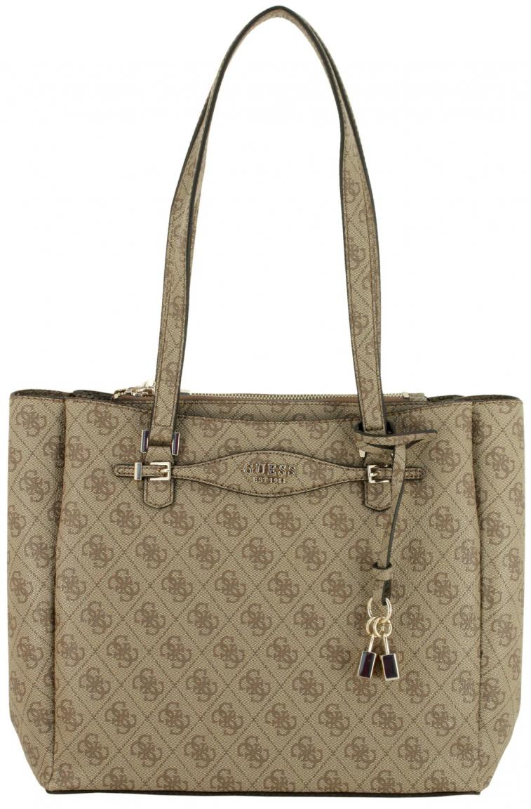 Guess Katya Multi Compartment Damentasche Latte Logo beige