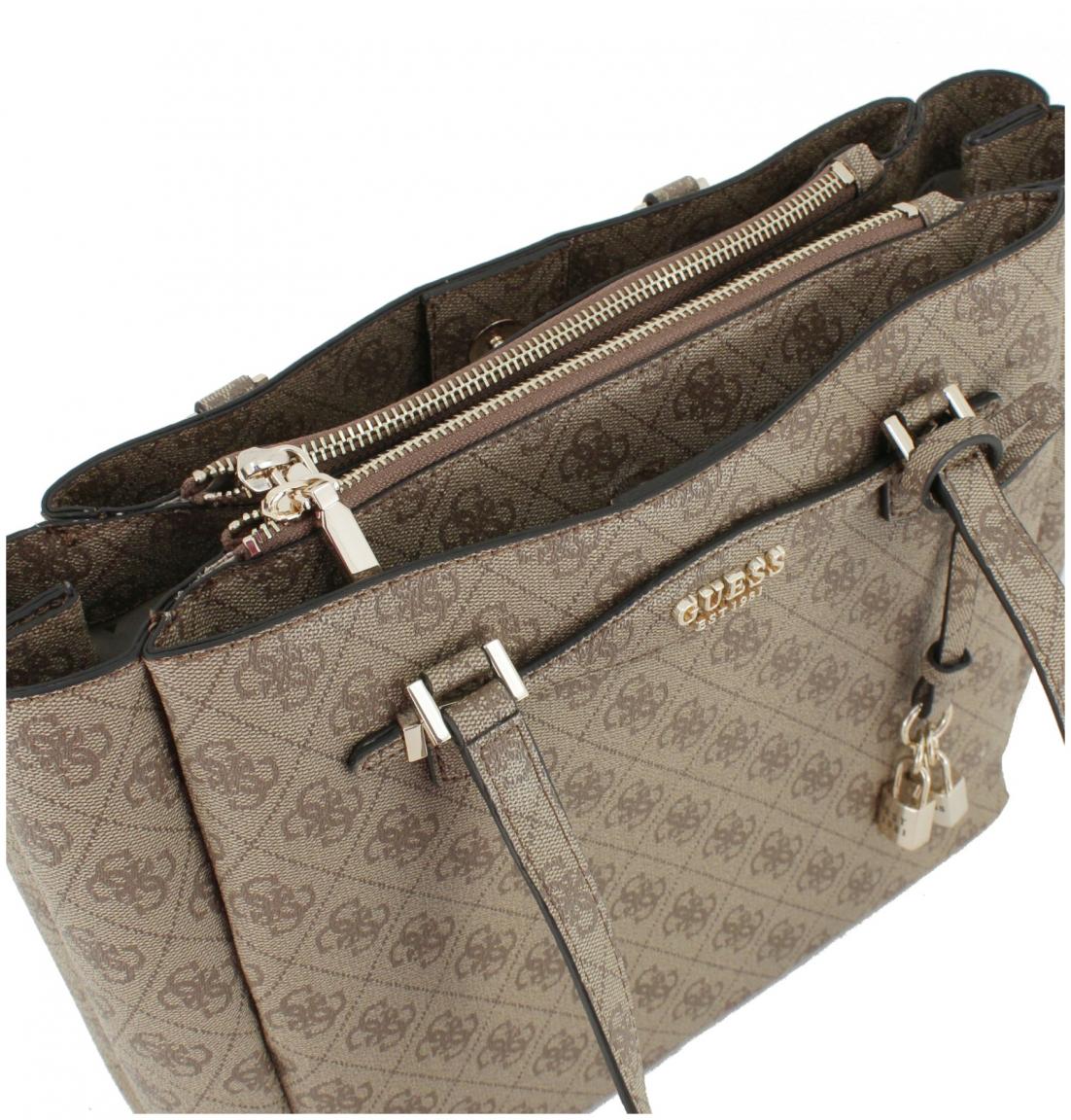 Guess Katya Multi Compartment Damentasche Latte Logo beige