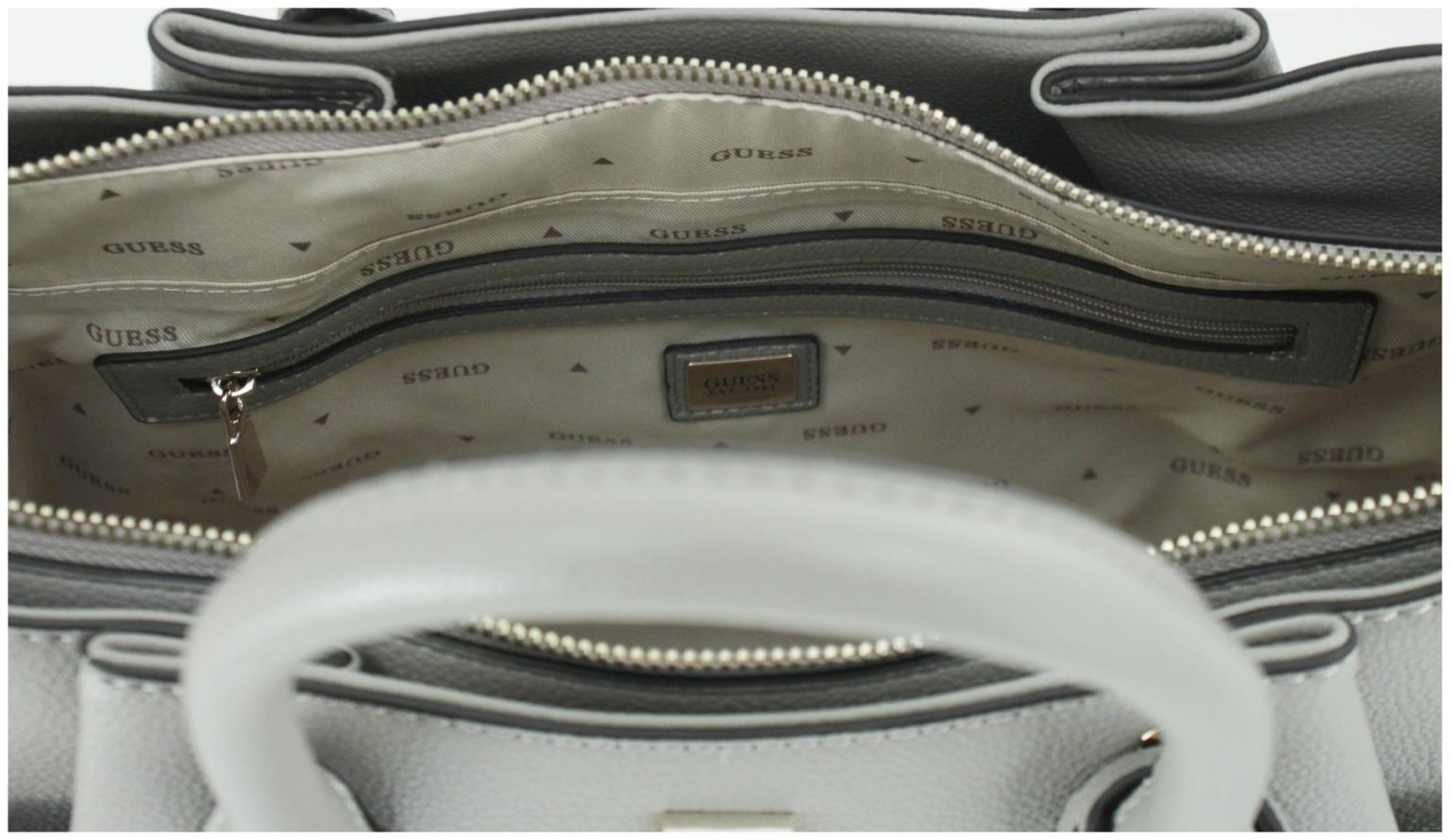 Guess Kurzgrifftasche Girlfirend Satchel Yesba Coal Logo 4G Print schwarz grau