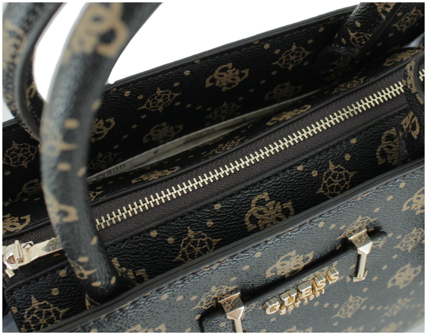 Guess Kurzgrifftasche Satchel Silia Aspresso Logo dunkelbraun