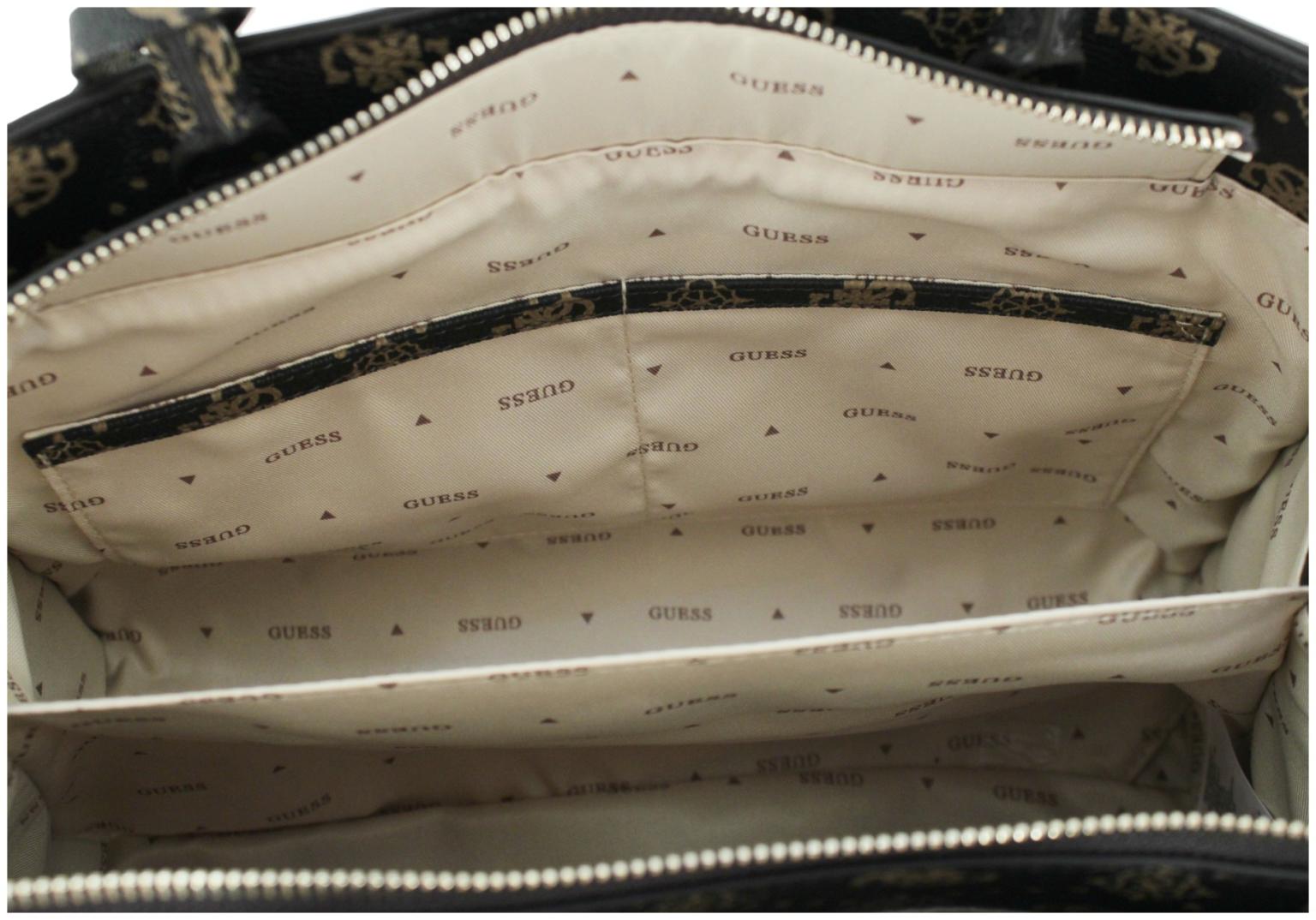 Guess Kurzgrifftasche Satchel Silia Aspresso Logo dunkelbraun