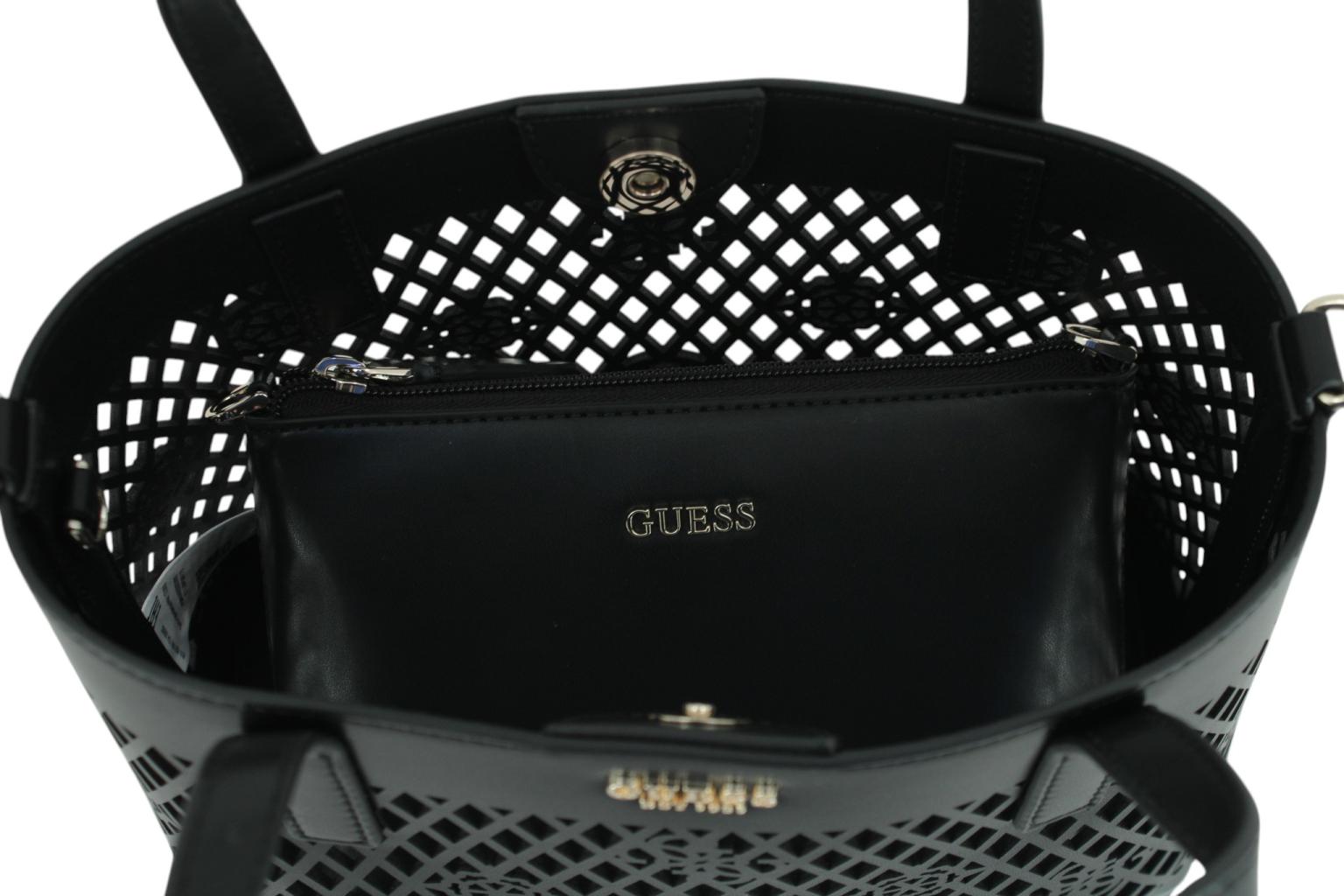 Guess Letty Kurzgrifftasche Stanzmuster Innentasche Off White