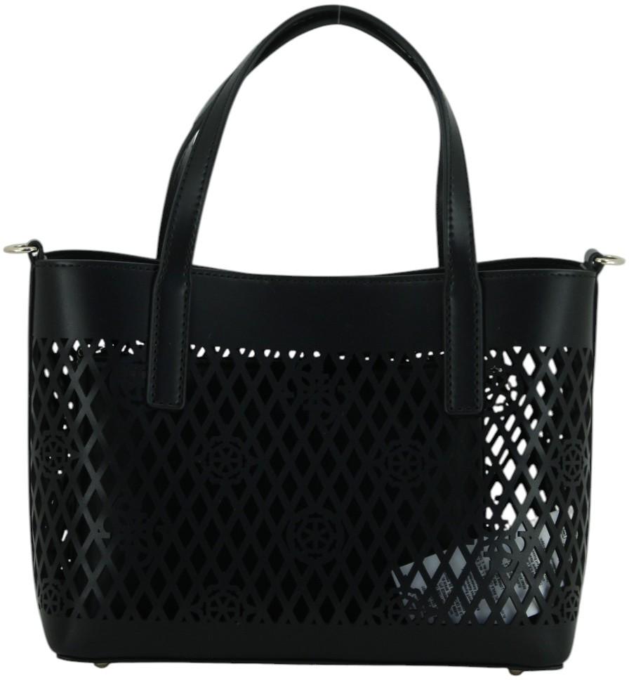 Guess Letty Kurzgrifftasche Stanzmuster Innentasche Schwarz