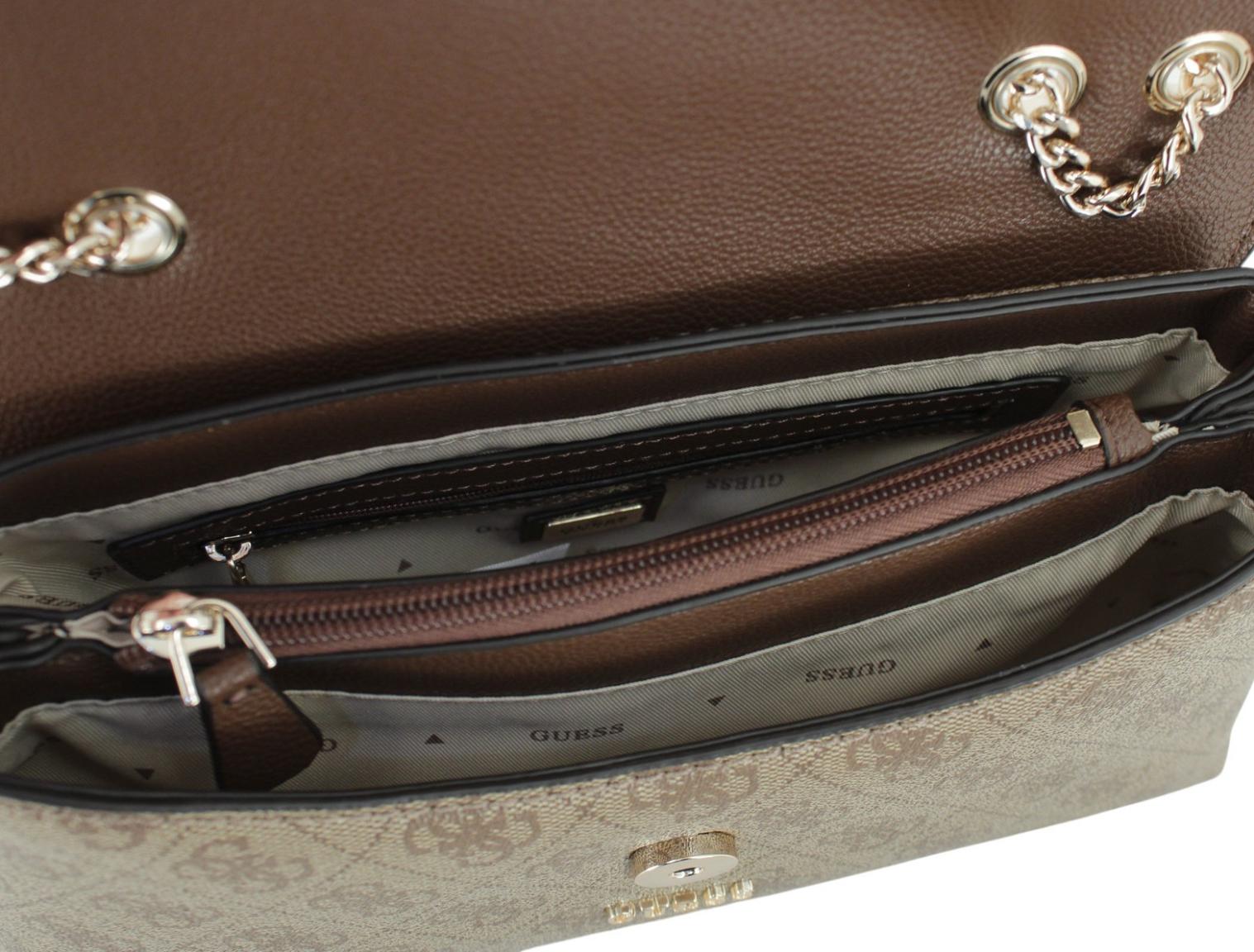 Guess Lindsey Überschlagtasche Coal Logo - Grau