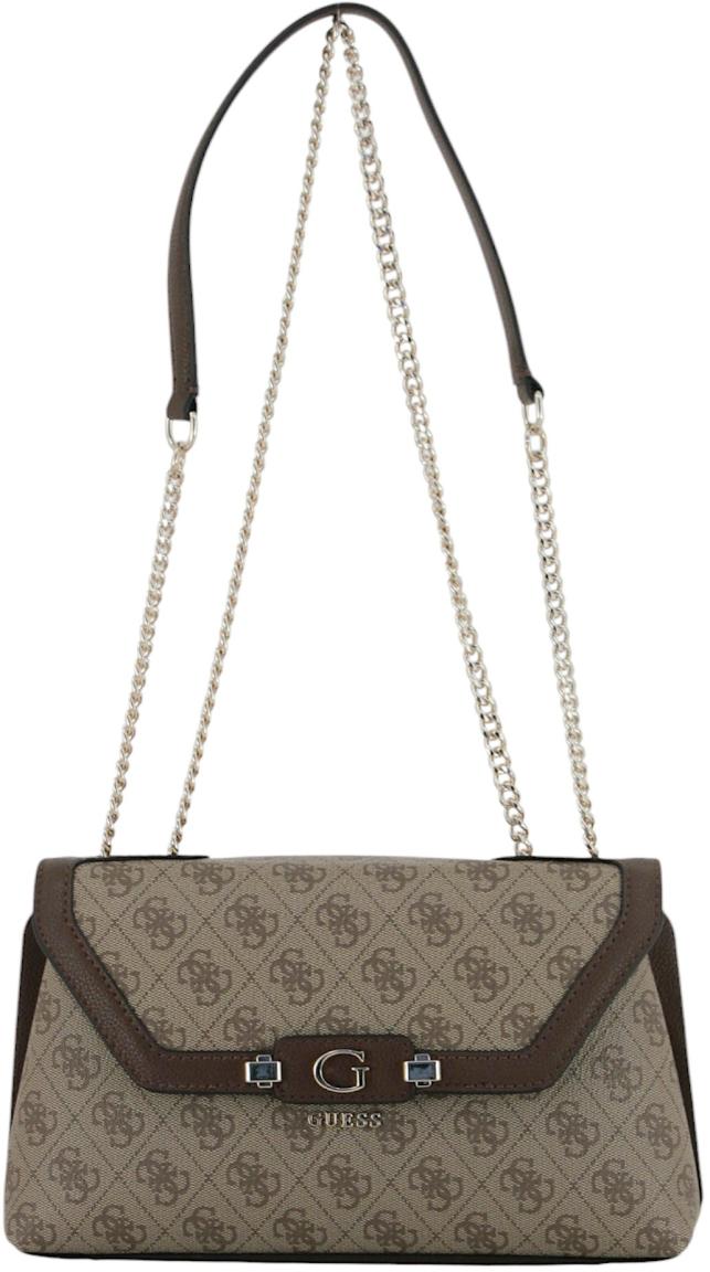 Guess Lindsey Überschlagtasche Latte Logo - Braun