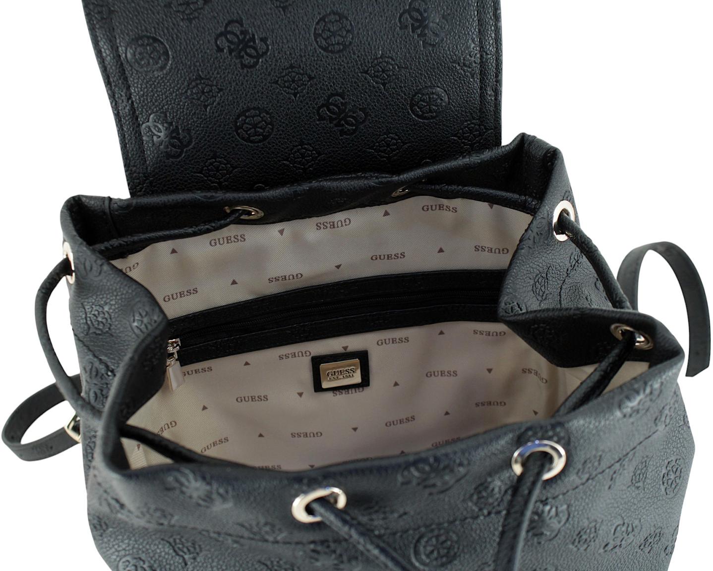 Guess Manhattan II Rucksack Prägung Black Logo - Schwarz