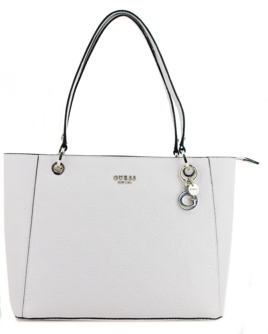 Guess Noelle Mocha Logo dunkelbraun Peonyprint Henkeltasche