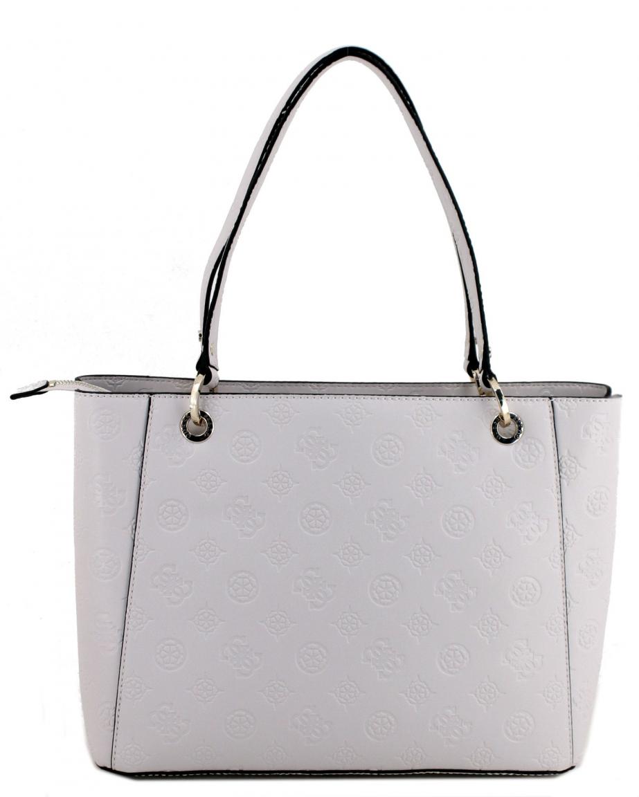 Guess Noelle Mocha Logo dunkelbraun Peonyprint Henkeltasche