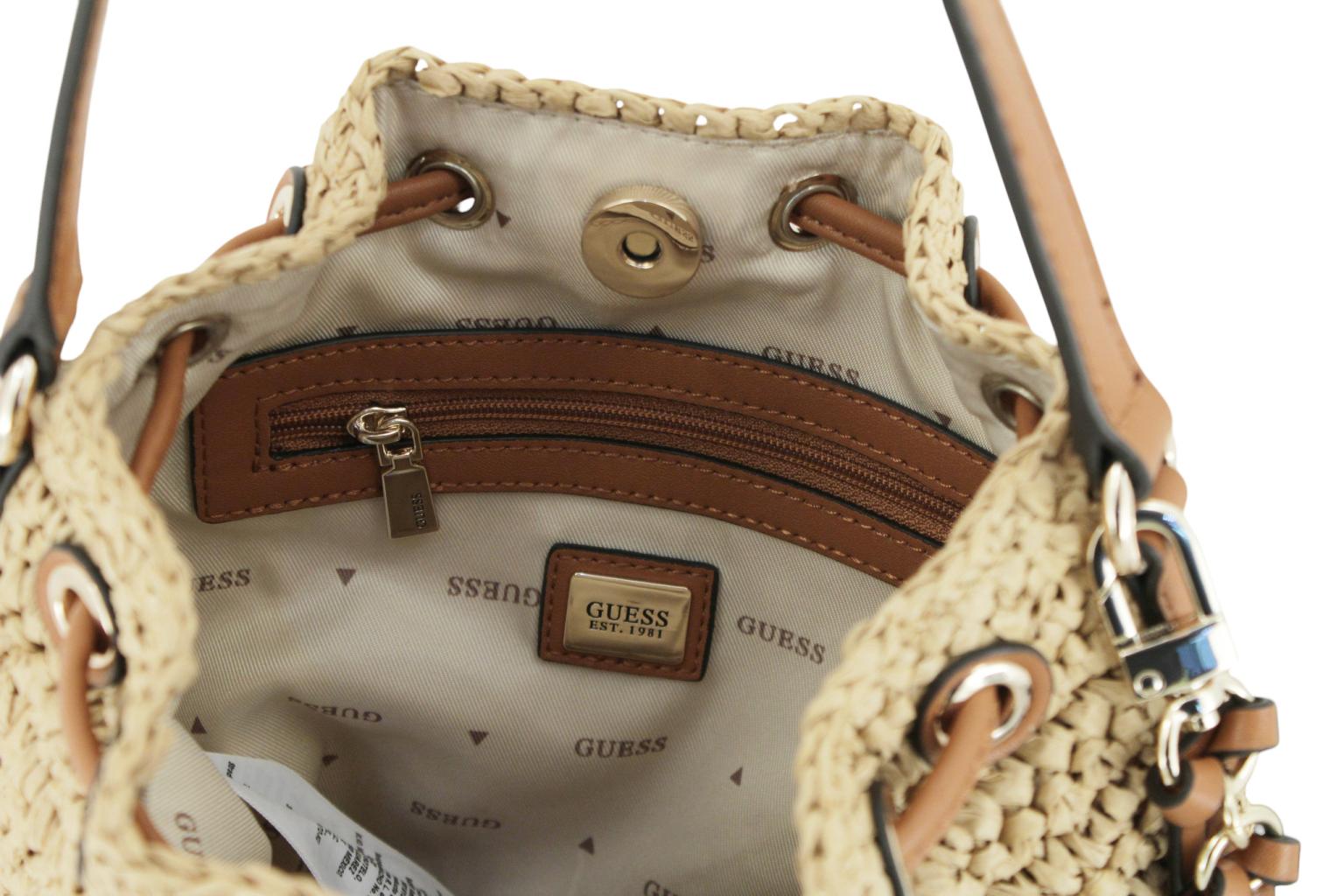Guess Ofelia Beuteltasche Natural Cognac Bast