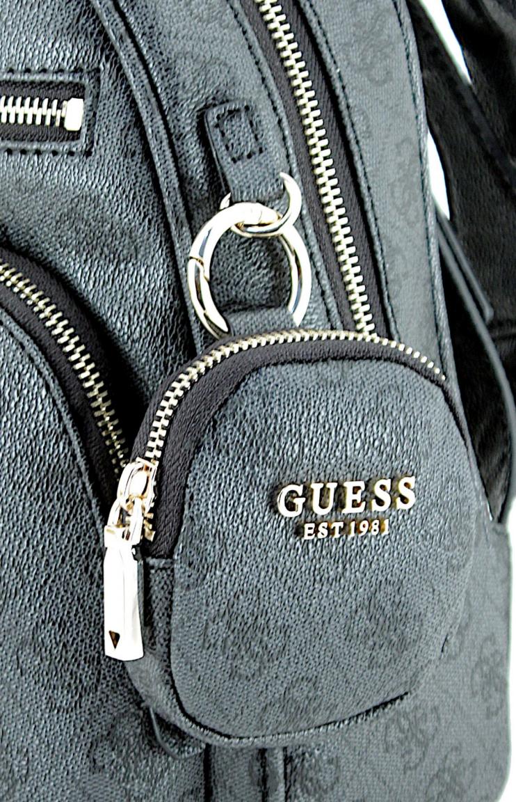 Guess Power Play Damenrucksack Brown Logo dunkelbraun Print