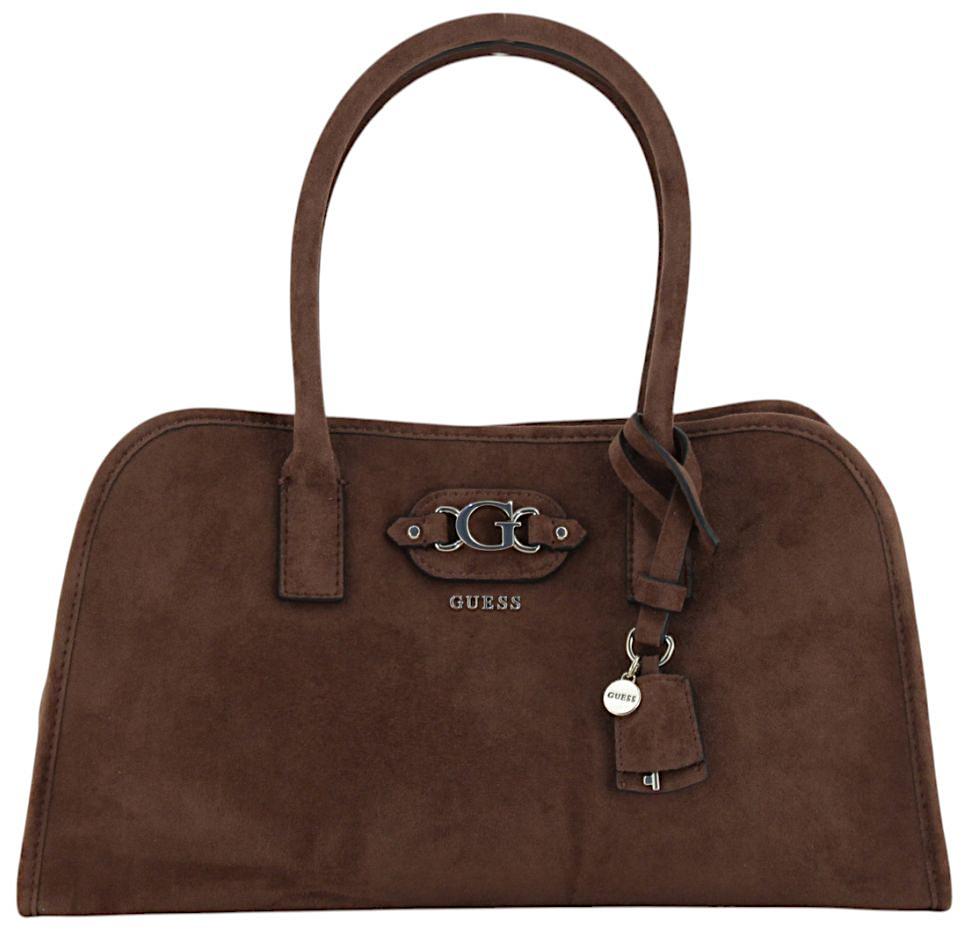 Guess Samantha Kurzgrifftasche Velours Braun