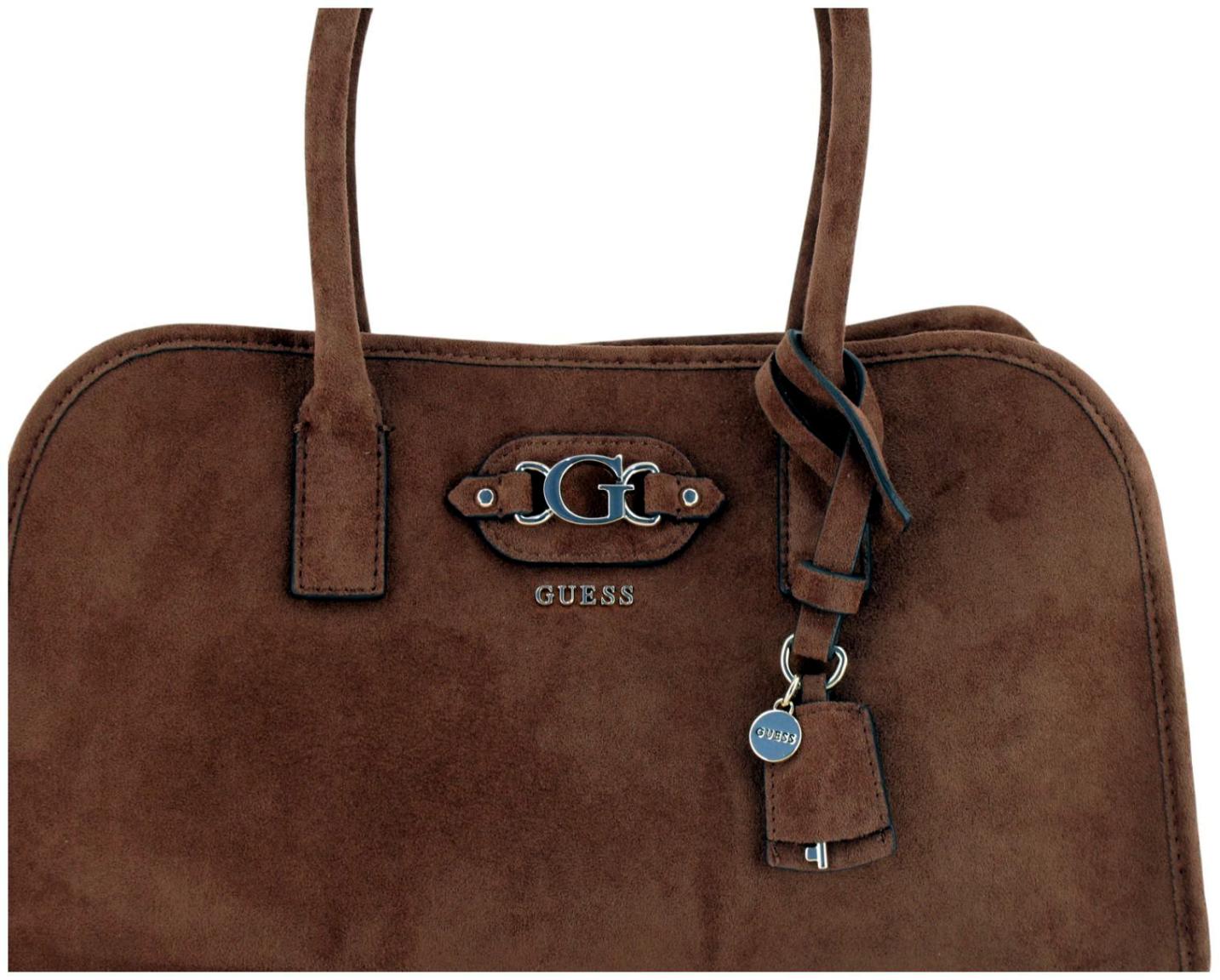 Guess Samantha Kurzgrifftasche Velours Braun
