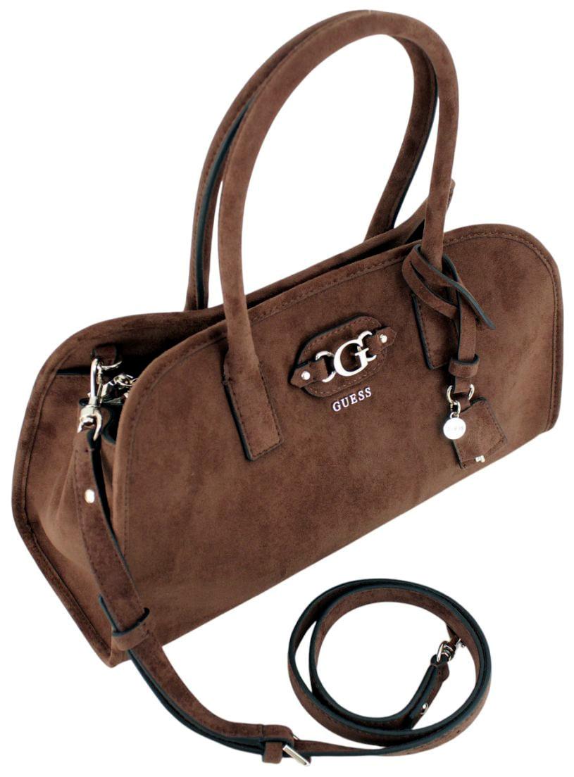 Guess Samantha Kurzgrifftasche Velours Braun