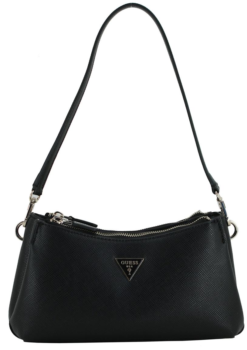Guess Schultertasche Noelle II Coal Logo schwarz grau 4G-Print