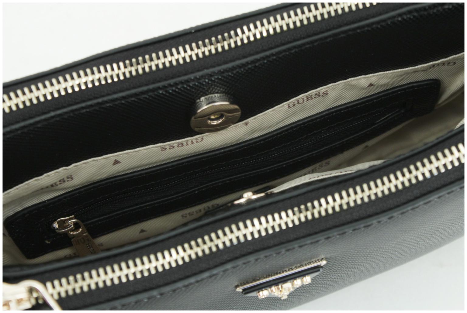 Guess Schultertasche Noelle II Coal Logo schwarz grau 4G-Print