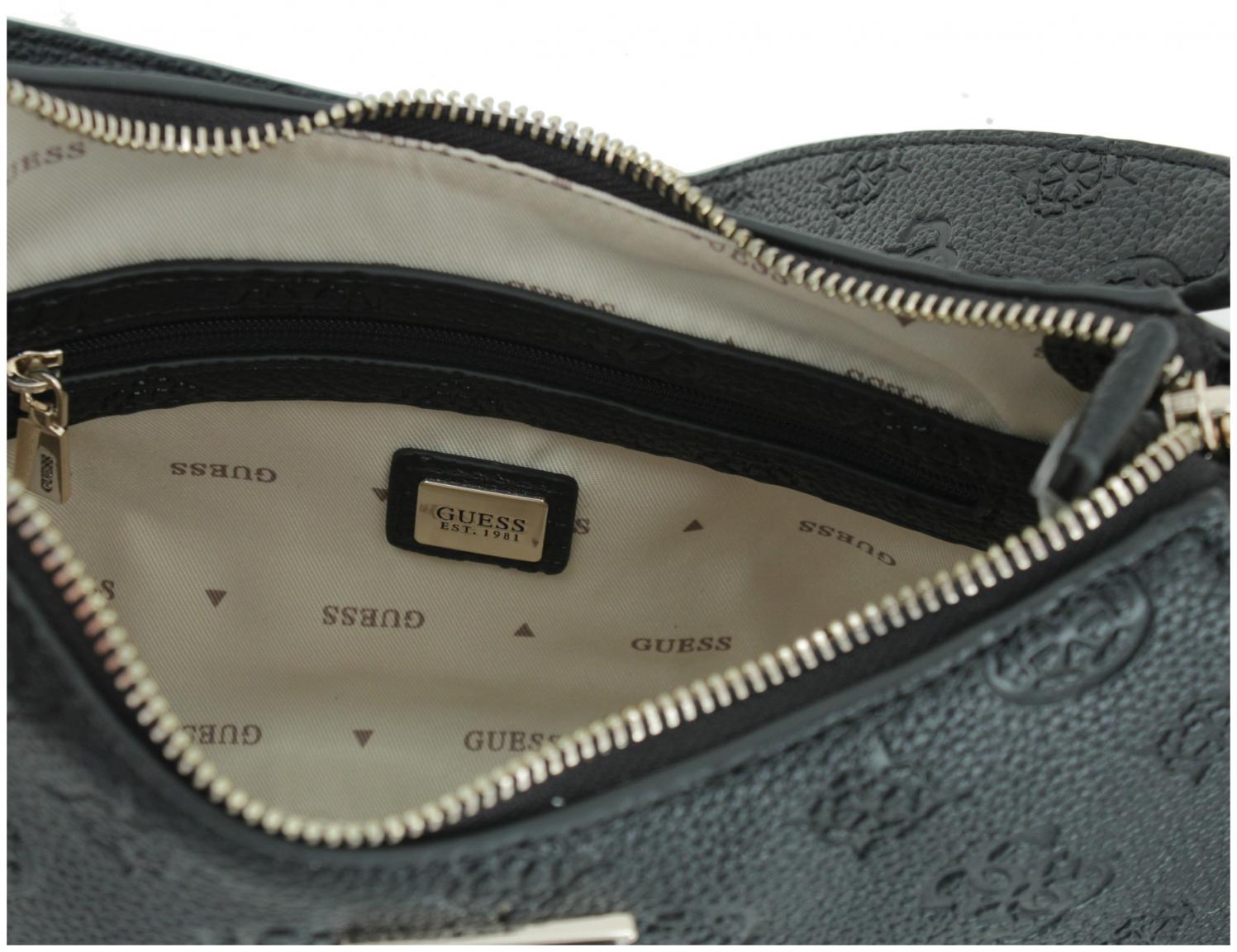 Guess Top Zip Shoulder Bag Cresidia II Dark Taupe Logoprägung