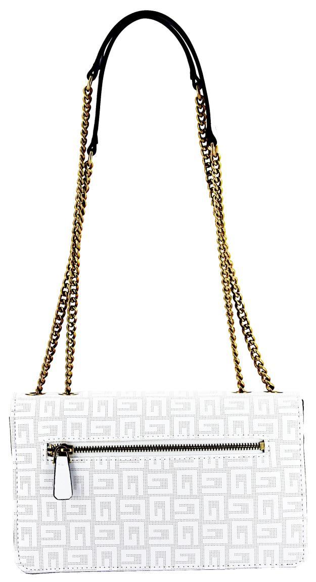 Guess Überschlagtasche Atene schönes Muster Biscuit Nude Messingmetall