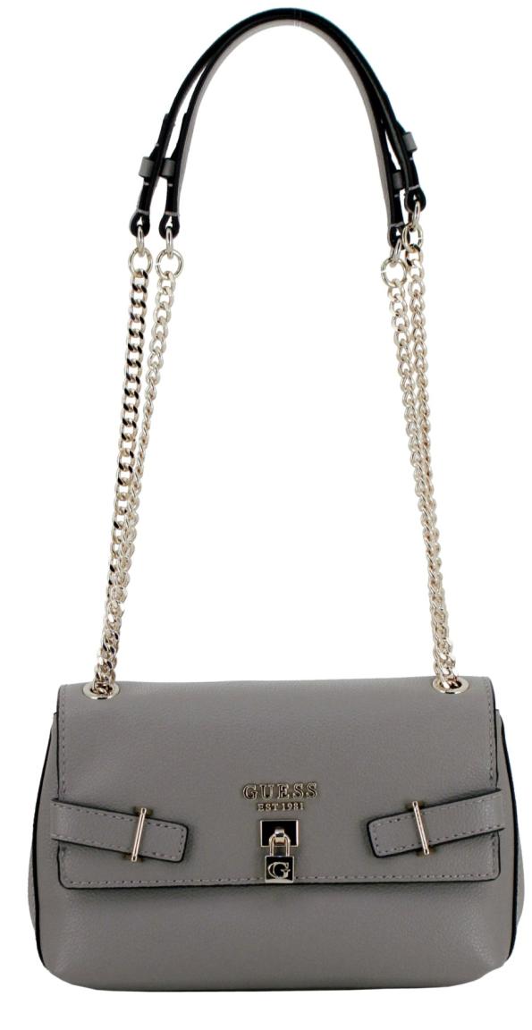 Guess Überschlagtasche Yesba Latte Logo beige braun Metallkette