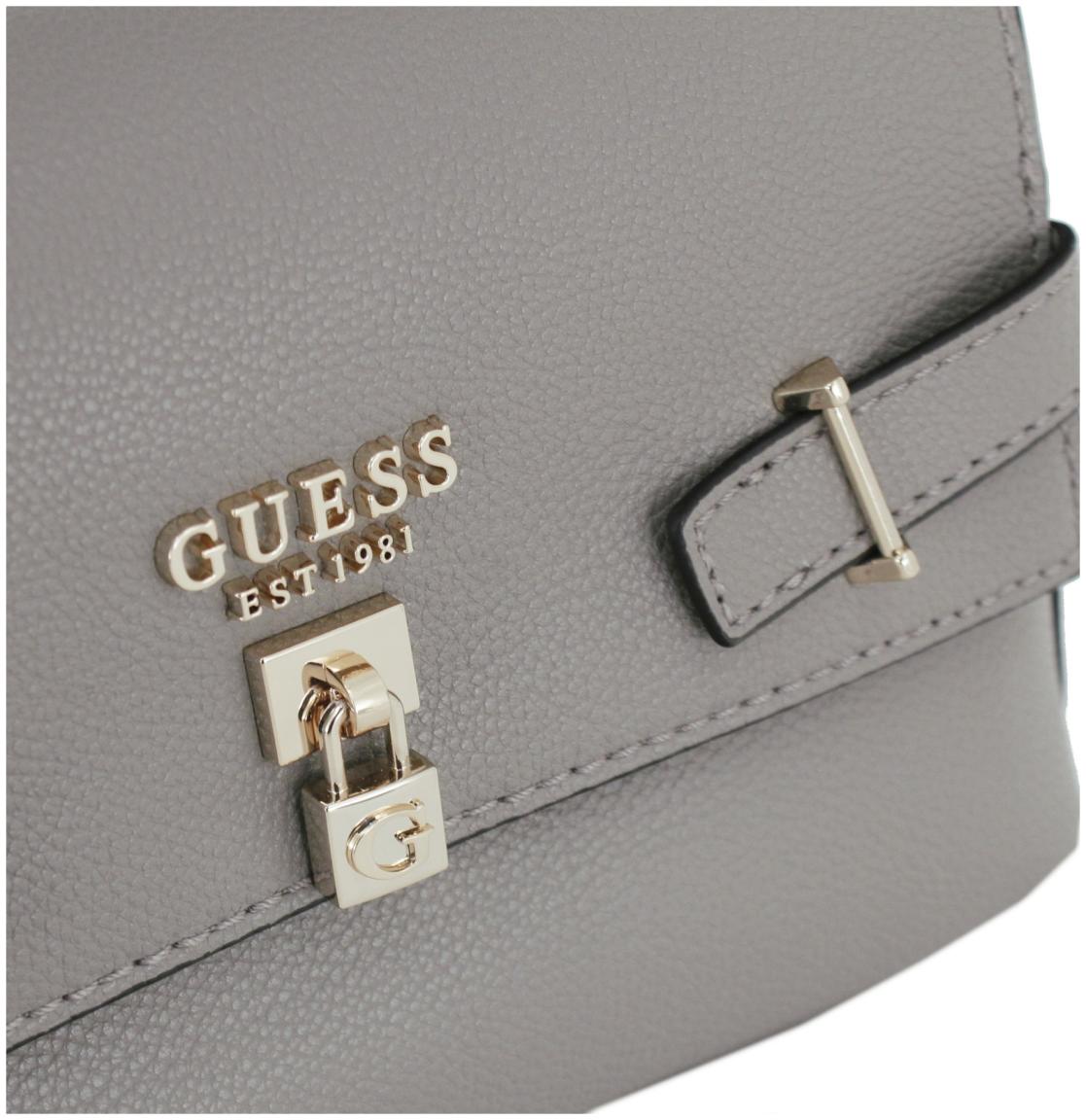 Guess Überschlagtasche Yesba Latte Logo beige braun Metallkette