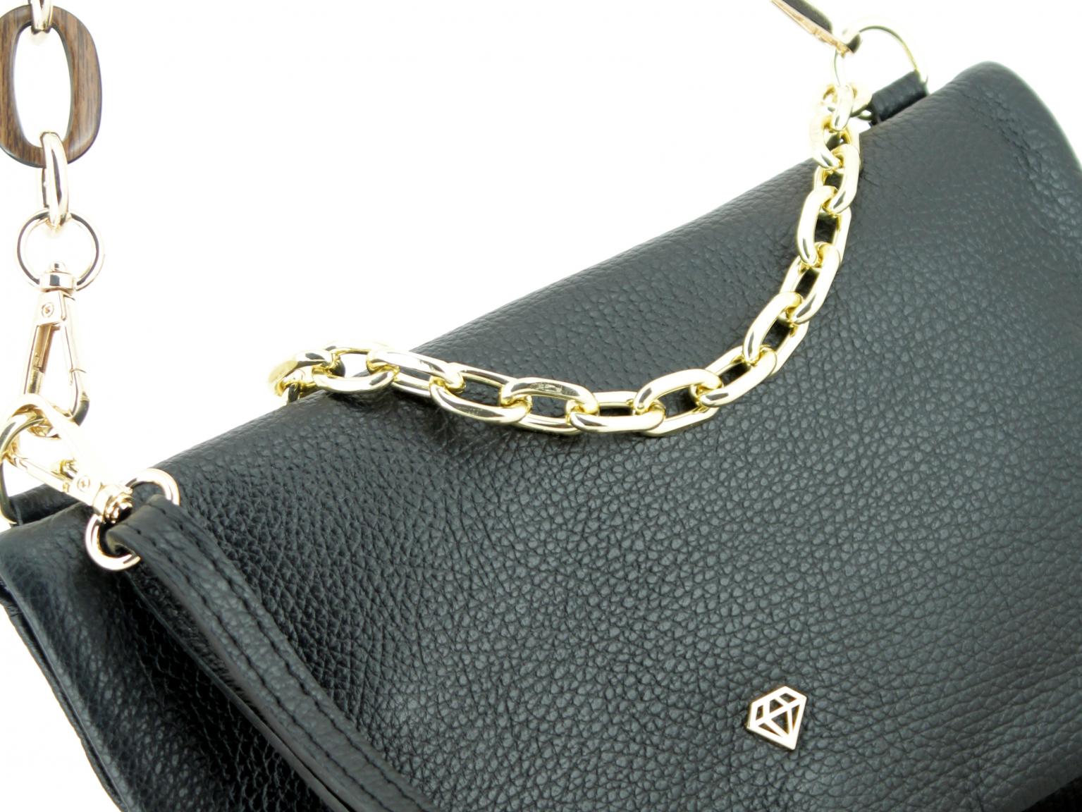 Handtasche Caleidos metallisch Kettenriemen Echtleder silber