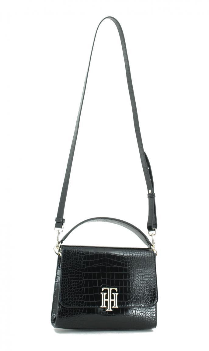 Handtasche Überschlag Tommy Hilfiger Lock Satchel Reptil KLEINER FEHLER