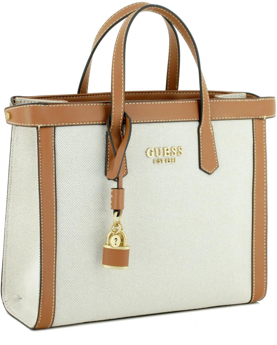 Handtasche Webstoff Guess Jovie Black schwarz beige