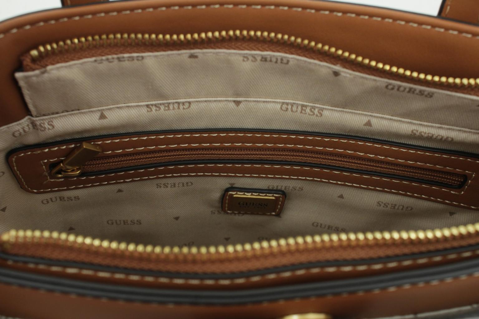Handtasche Webstoff Guess Jovie Black schwarz beige