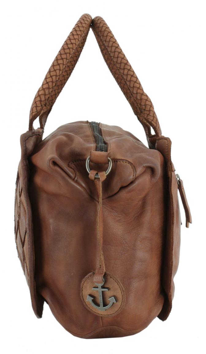 Harbour 2nd dunkelgrüne Damenhandtasche Flechtmuster Fashion Lights Sestilia Leaf