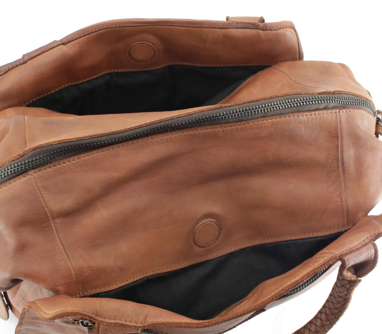 Harbour 2nd dunkelgrüne Damenhandtasche Flechtmuster Fashion Lights Sestilia Leaf
