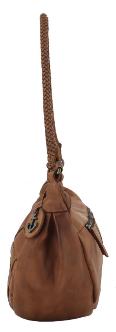 Harbour 2nd dunkelgrüne Knautschtasche Flechtoptik Maelia Leaf Fashion Lights