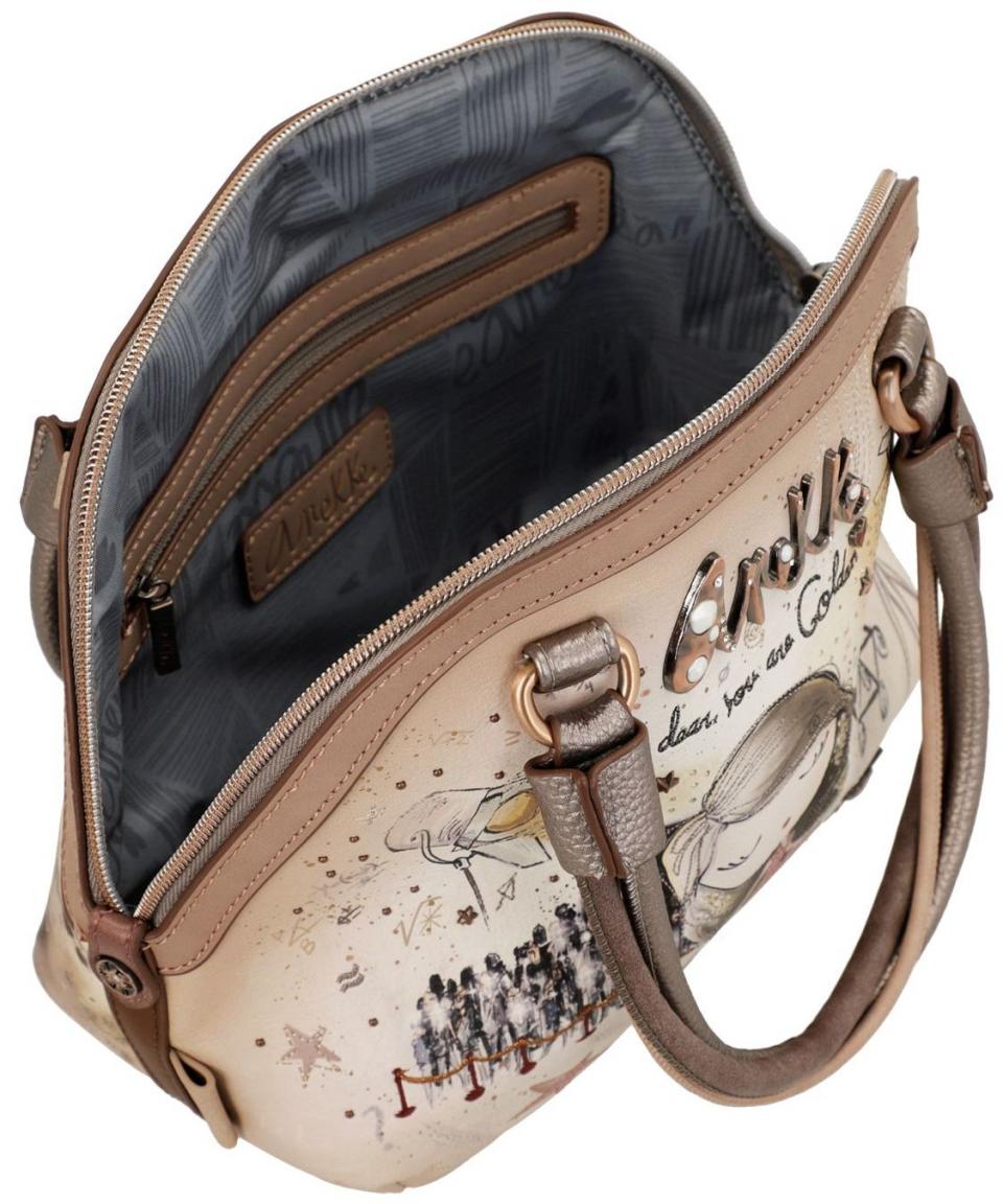 Henkeltasche Anekke Hollywood Druck Beige Bunt Metallic