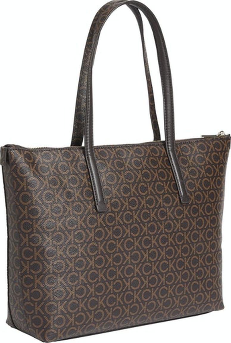 Henkeltasche Calvin Klein Shopper CK Must Cognac hellbraun Alloverprägung