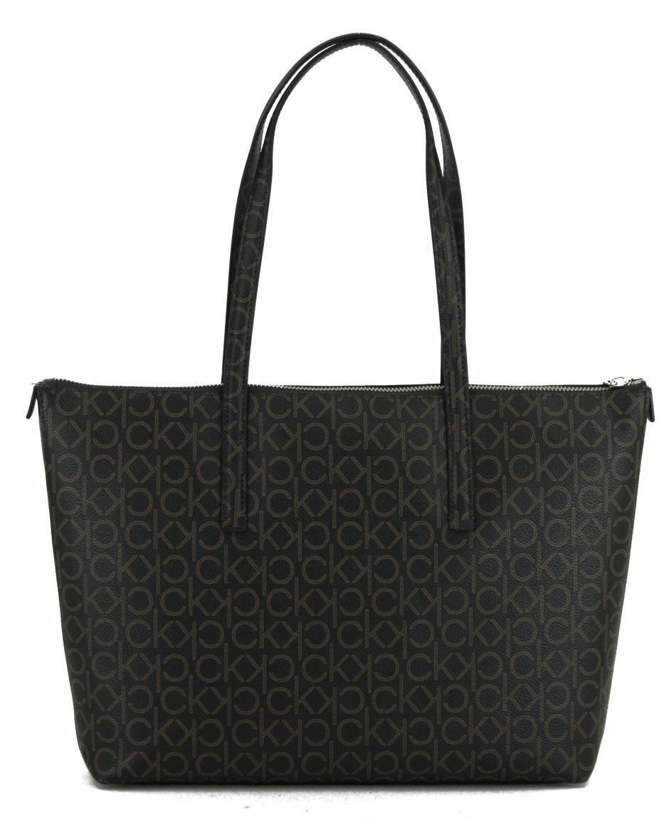 Henkeltasche Calvin Klein Shopper CK Must Cognac hellbraun Alloverprägung