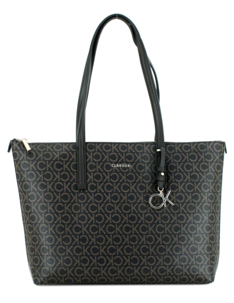 Henkeltasche Calvin Klein Shopper CK Must Cognac hellbraun Alloverprägung